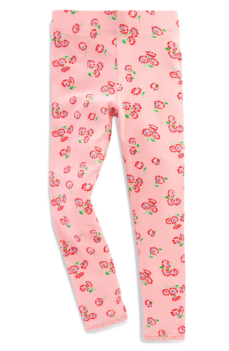 Mini Boden Kids' Stretch Cotton Rib Leggings, Main, color, Chalk Pink Daisy