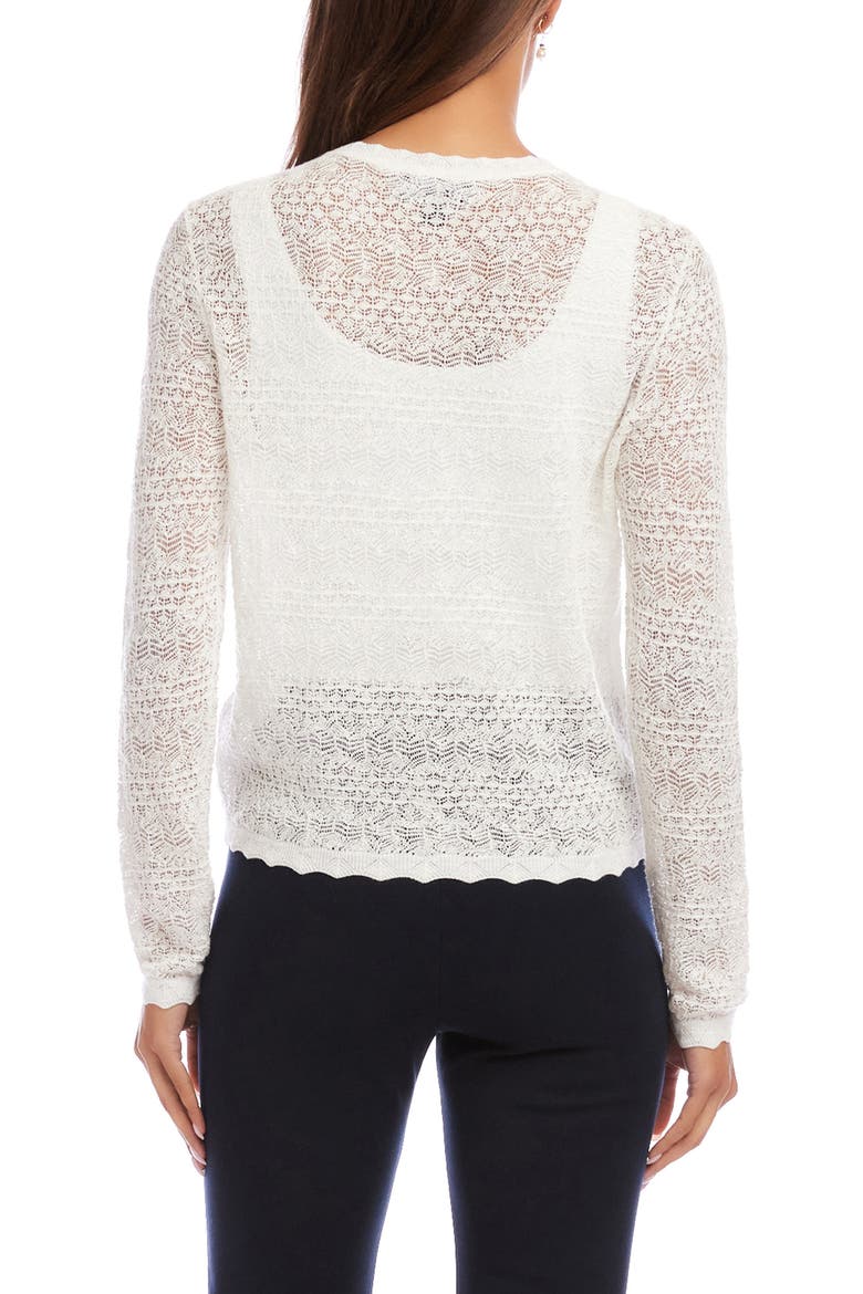 Pointelle Stitch Cotton Blend Cardigan, Alternate, color, WHITE