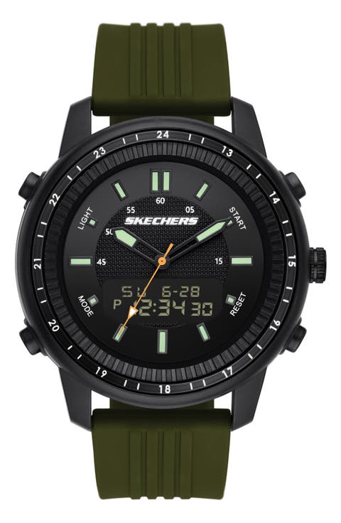 Wilkie Ana-Digi Silicone Strap Watch, 50mm