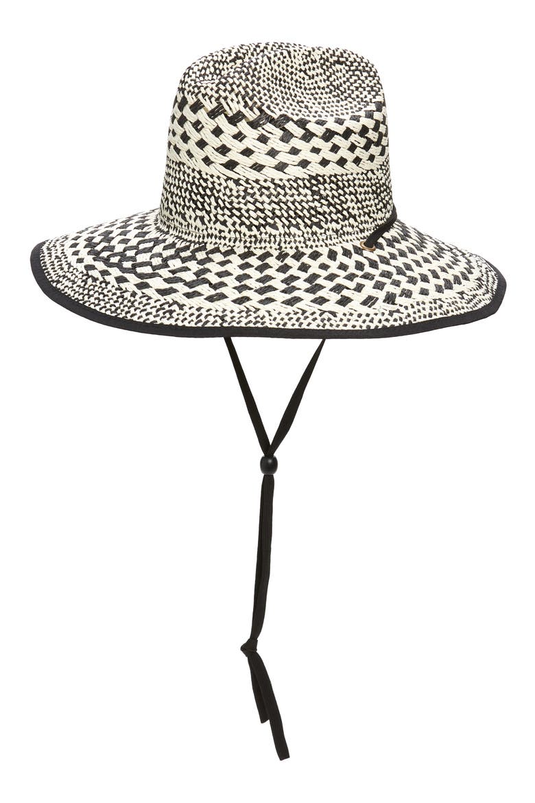 Straw Panama Hat, Main, color, BLACK- WHITE
