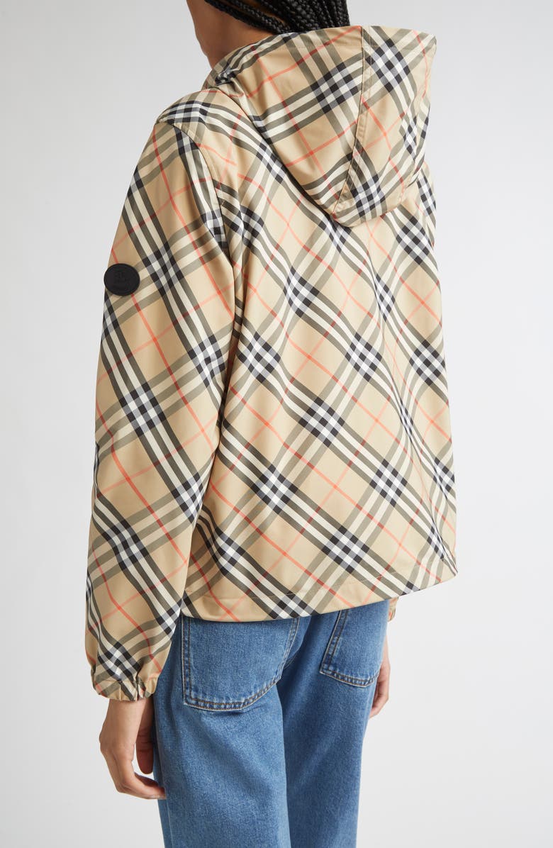 Burberry Check Hooded Jacket, Alternate, color, Sand Ip Check