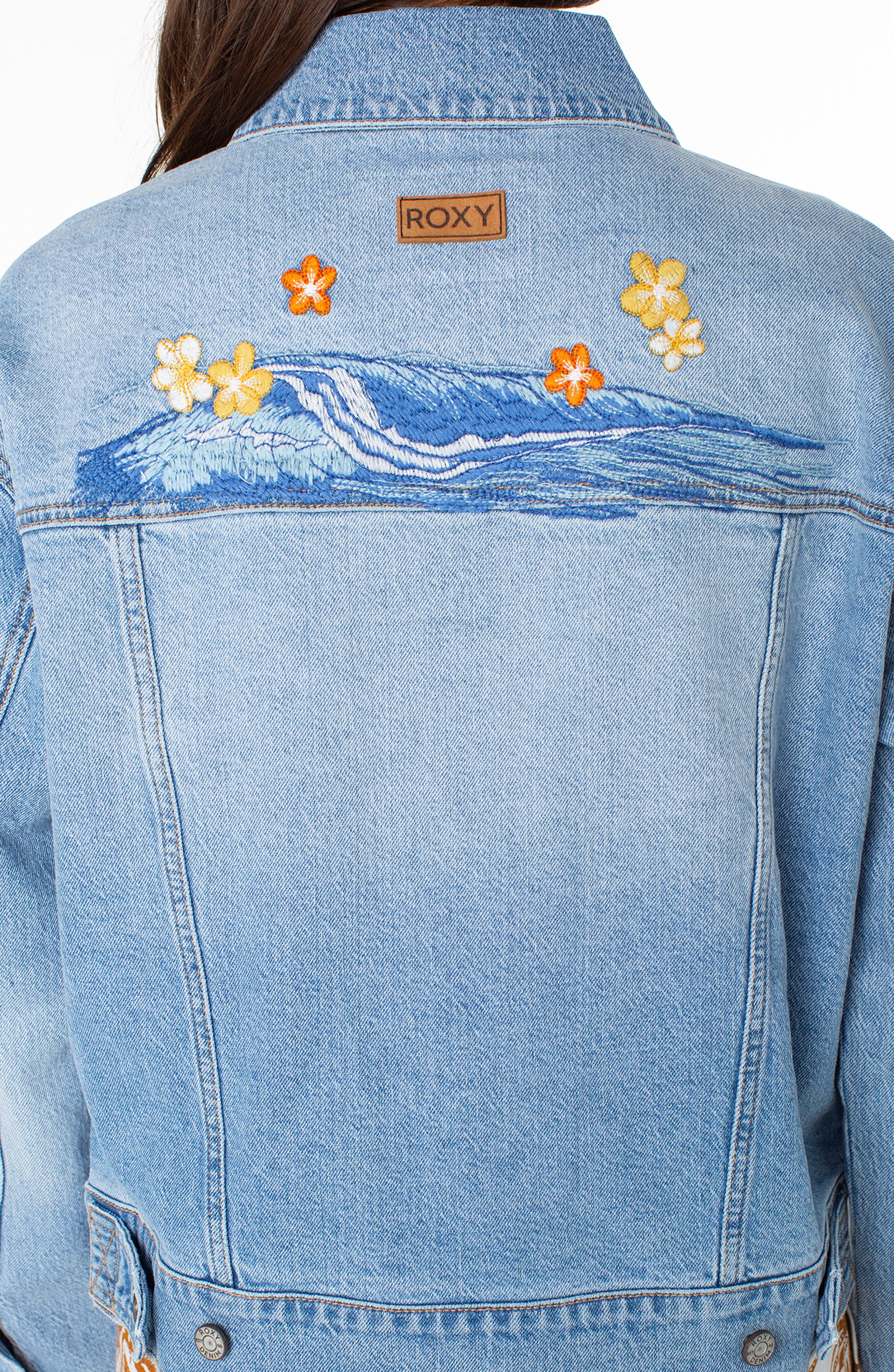 Big Wave Embroidered Denim Jacket (Women) | Nordstrom