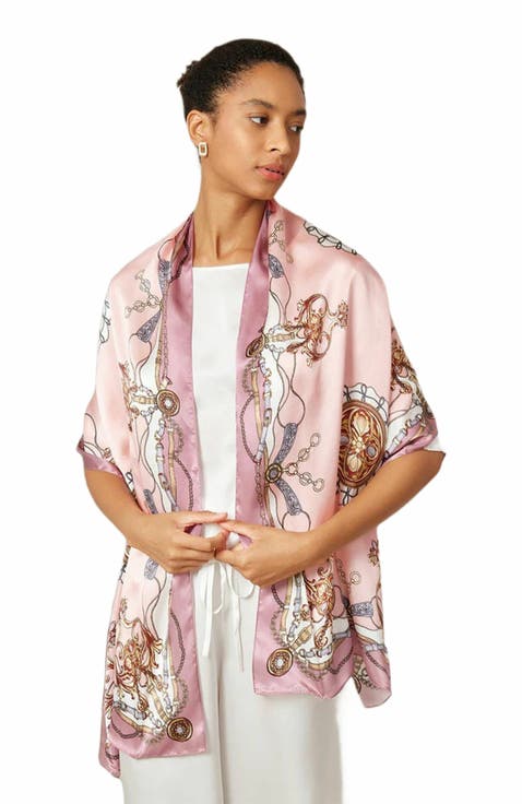 Silk Printed Rectangular Long Stole Scarf