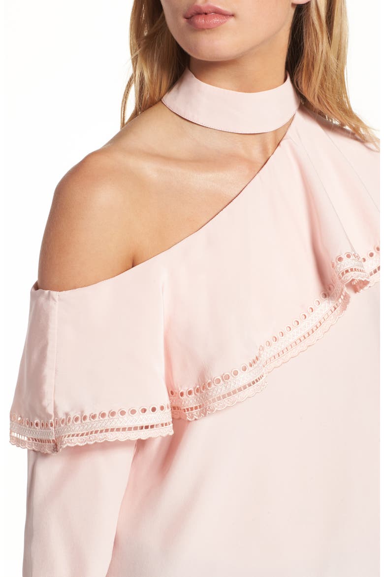 Bellini One-Shoulder Silk Blouse, Alternate, color, BALLERINA