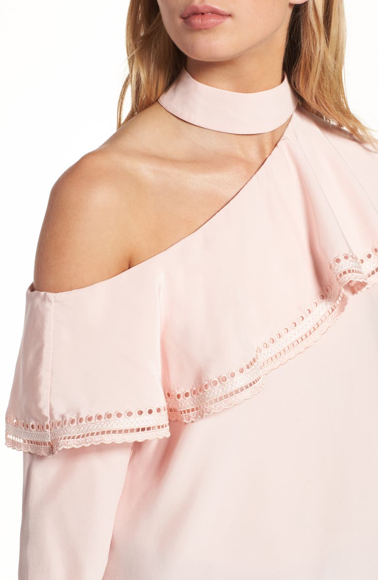 Parker Bellini One-Shoulder Silk Blouse, Alternate, color, 