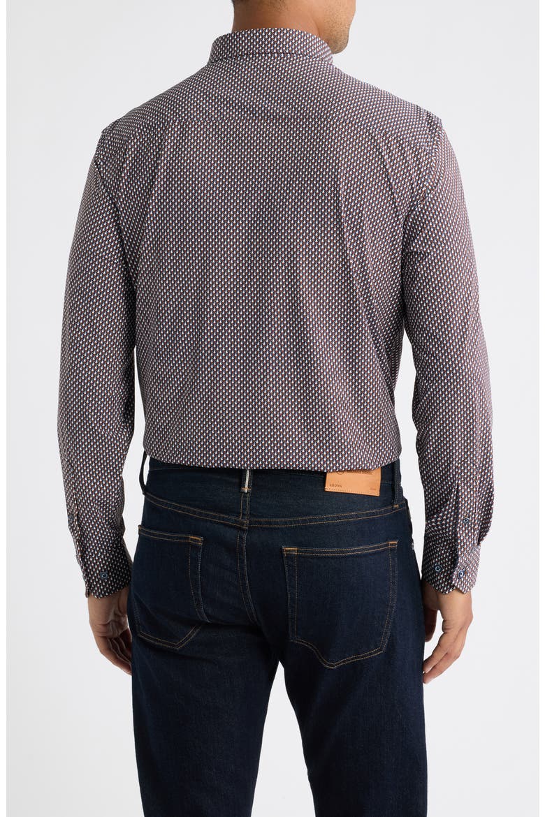 XC+™ Motion Microprint Knit Button-Up Shirt, Alternate, color, RUST/ NAVY STACKED TRIANGLE