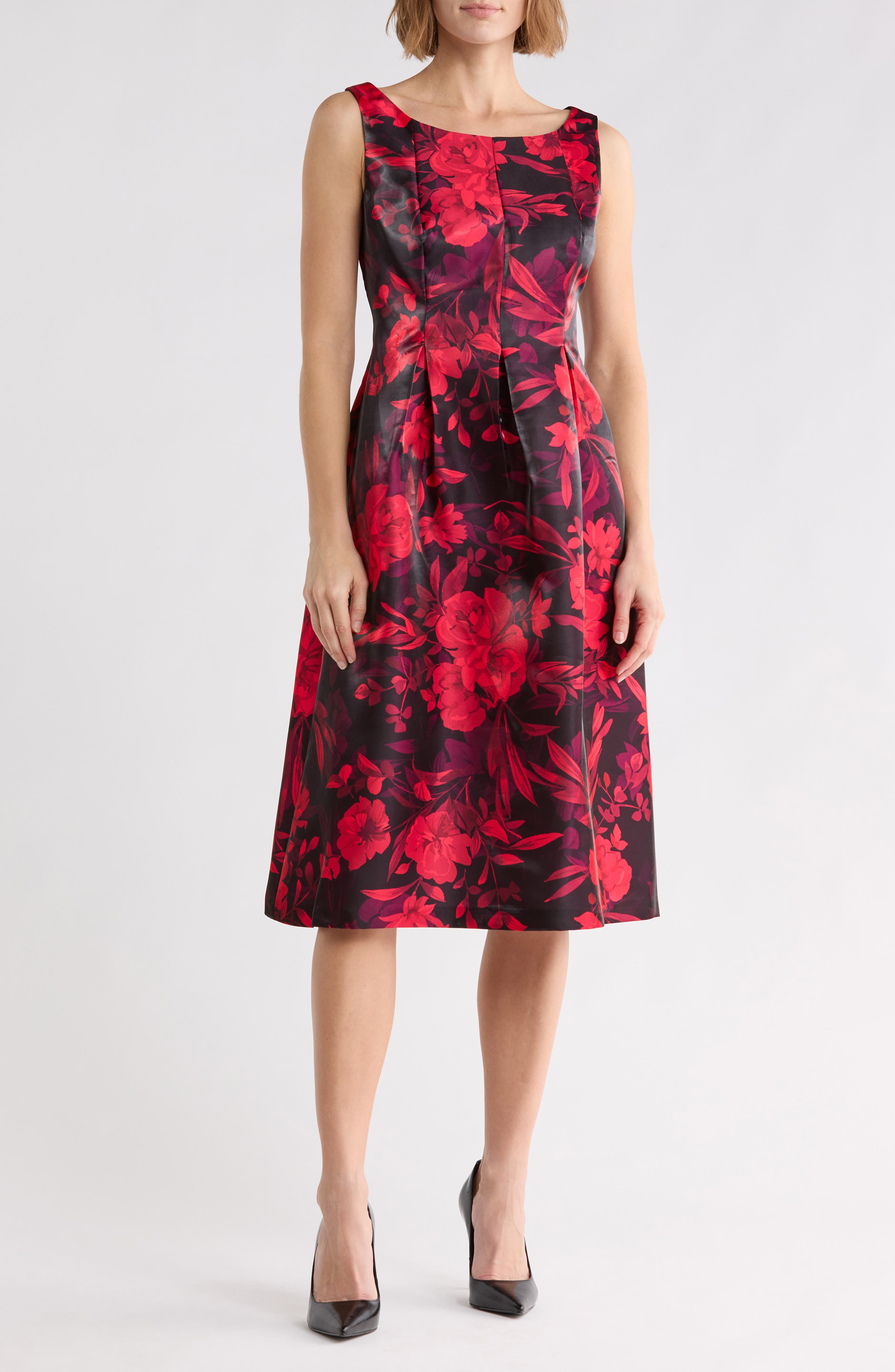 Floral Mikado Fit and Flare Dress