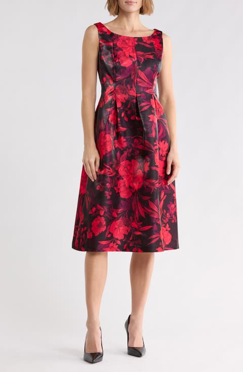 Floral Mikado Fit and Flare Dress