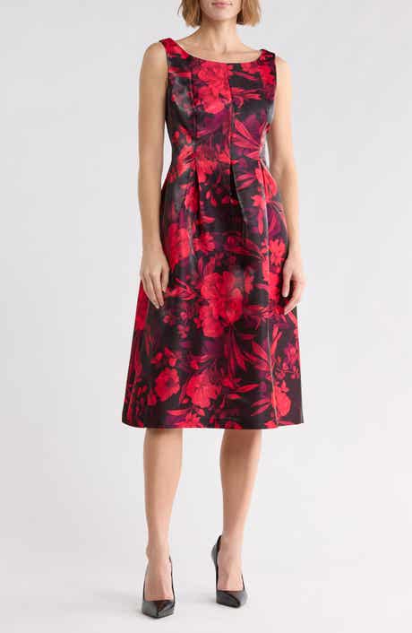 Floral Mikado Fit and Flare Dress