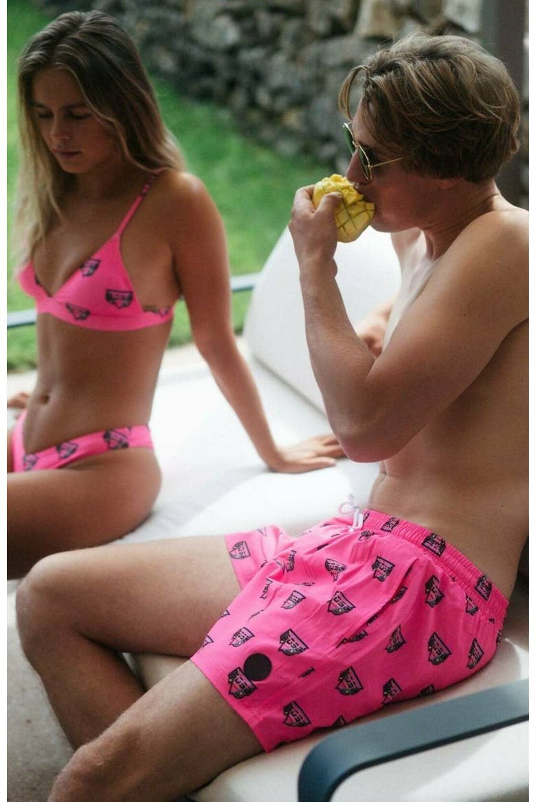 Baewatch Neon Pink Men's Swim Shorts, Alternate, color, Neon Pink