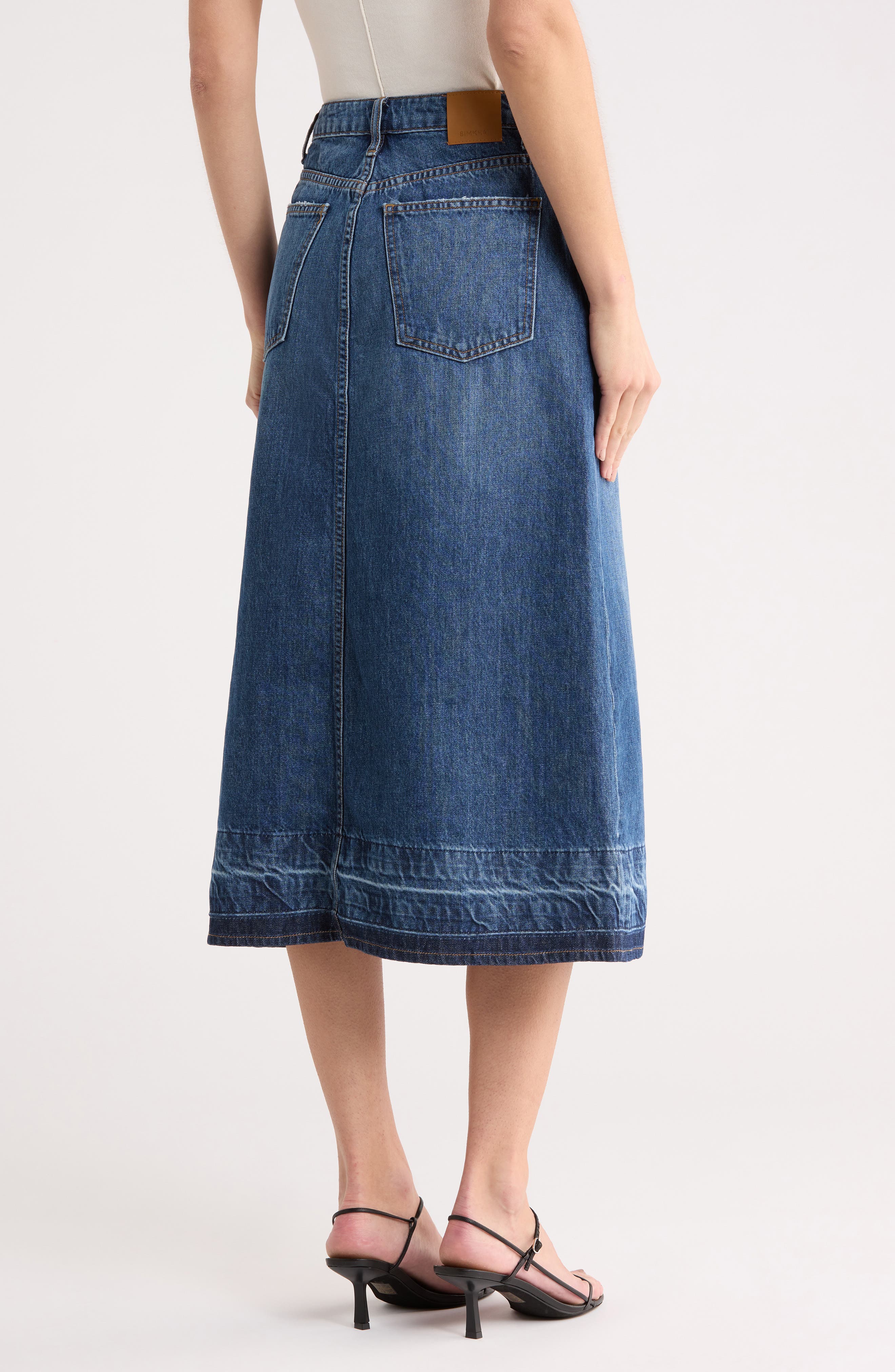 Della Released Hem Denim Midi Skirt - image 2