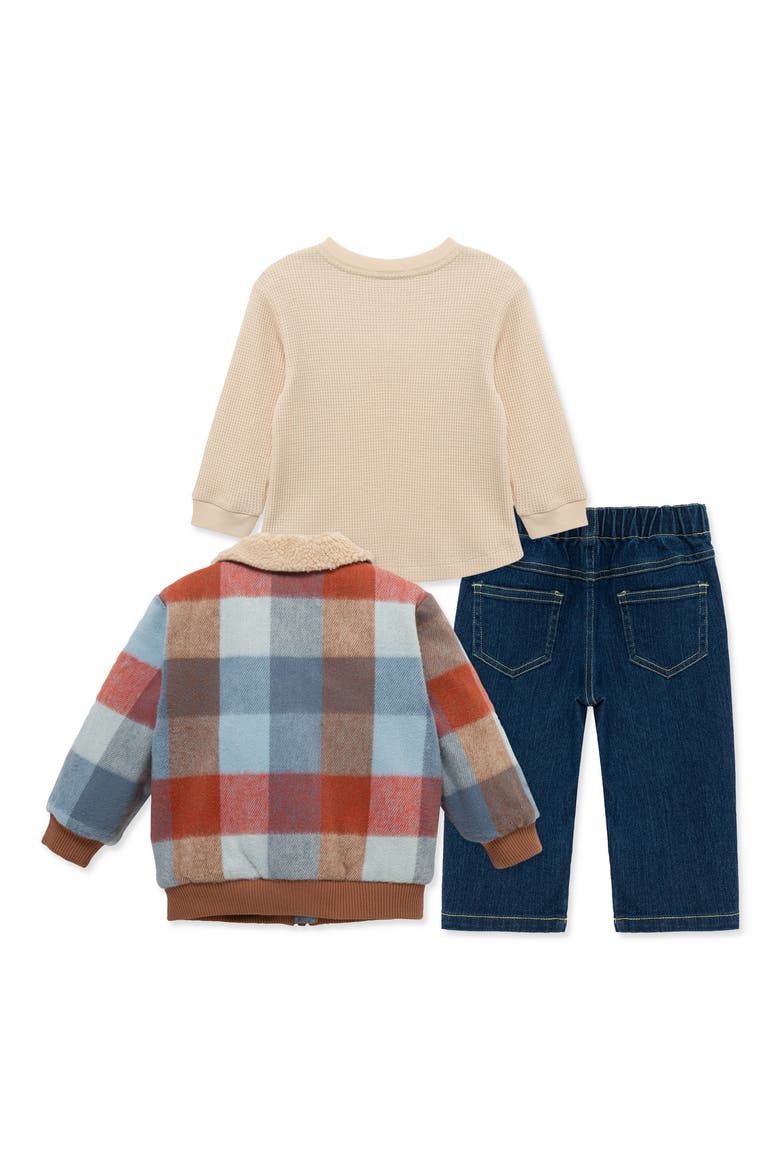 3-Piece Plaid Bomber Jacket, Shirt & Jeans Set, Alternate, color, PLAID