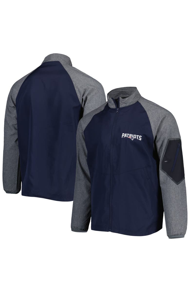 DUNBROOKE Men's Dunbrooke Navy New England Patriots Hurricane Raglan Full-Zip Windbreaker Jacket, Main, color, 