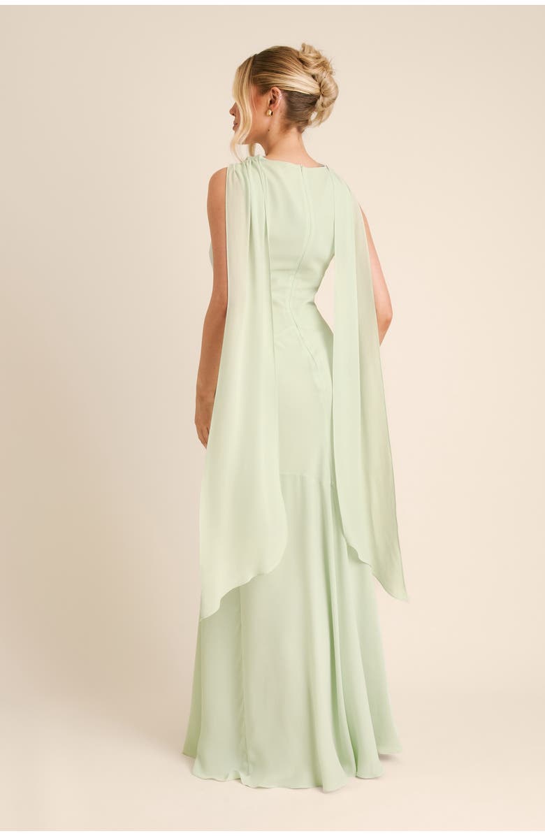 Six Stories High Cowl Drape Chiffon Bridesmaid Dress, Alternate, color, Mint Green