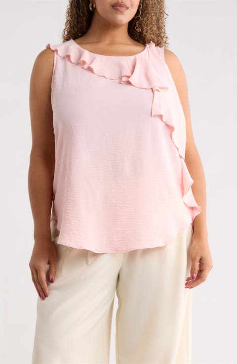 Ruffle Front Sleeveless Top (Plus)