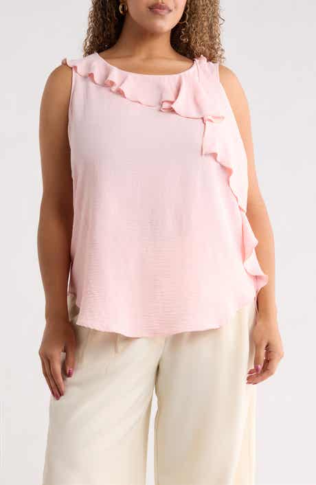 Renee C Ruffle Front Sleeveless Top