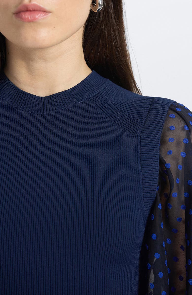 Derek Lam 10 Crosby Cerina Mixed Media Sweater, Alternate, color, Royal Blue