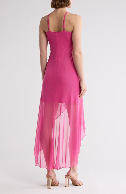 Bebe High Low Mesh Dress In Pink