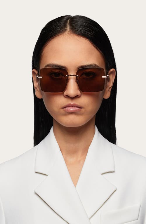 Ferragamo Prisma 60mm Rectangular Sunglasses In Brown