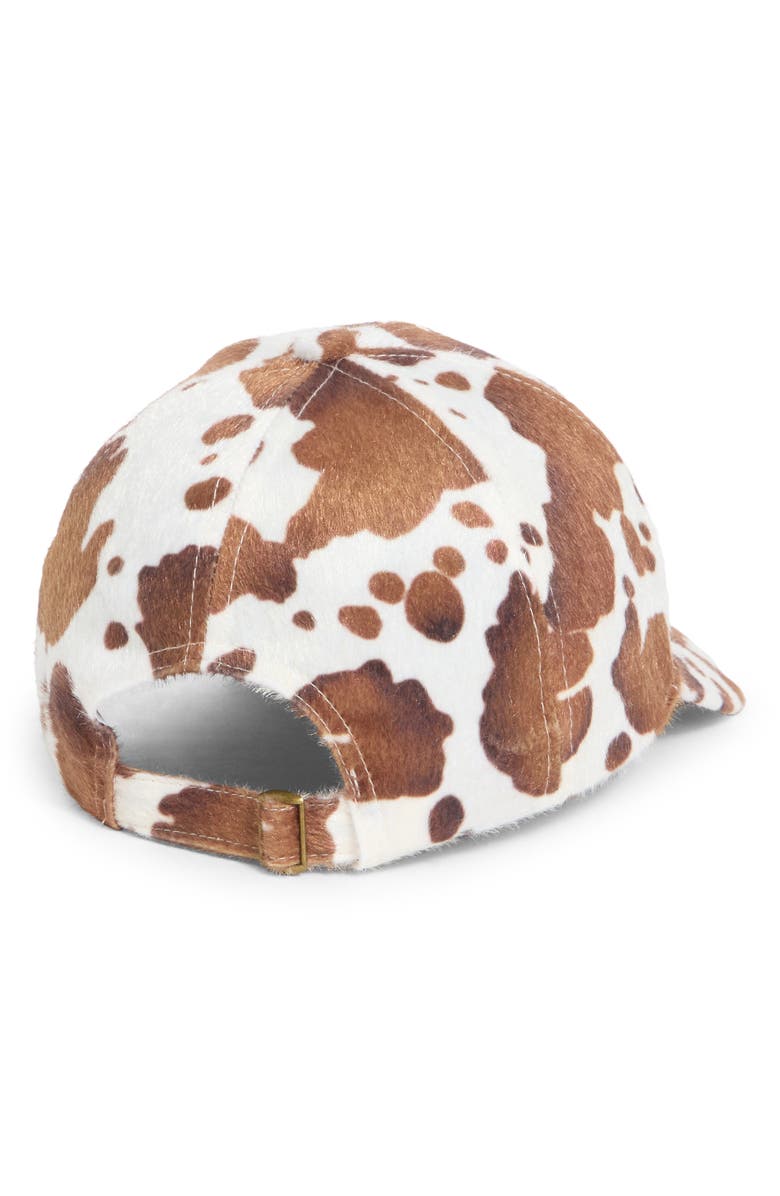 BCBGeneration Cow-Print Faux-Hair Baseball Cap, Alternate, color, Ivory Multi