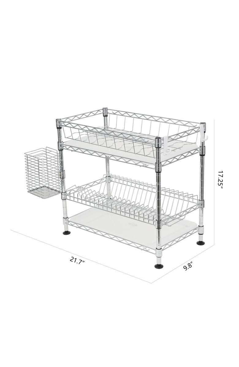 JONATHAN Y Brooklyn 24" Adjustable Dish Rack, Chrome, Alternate, color, Chrome
