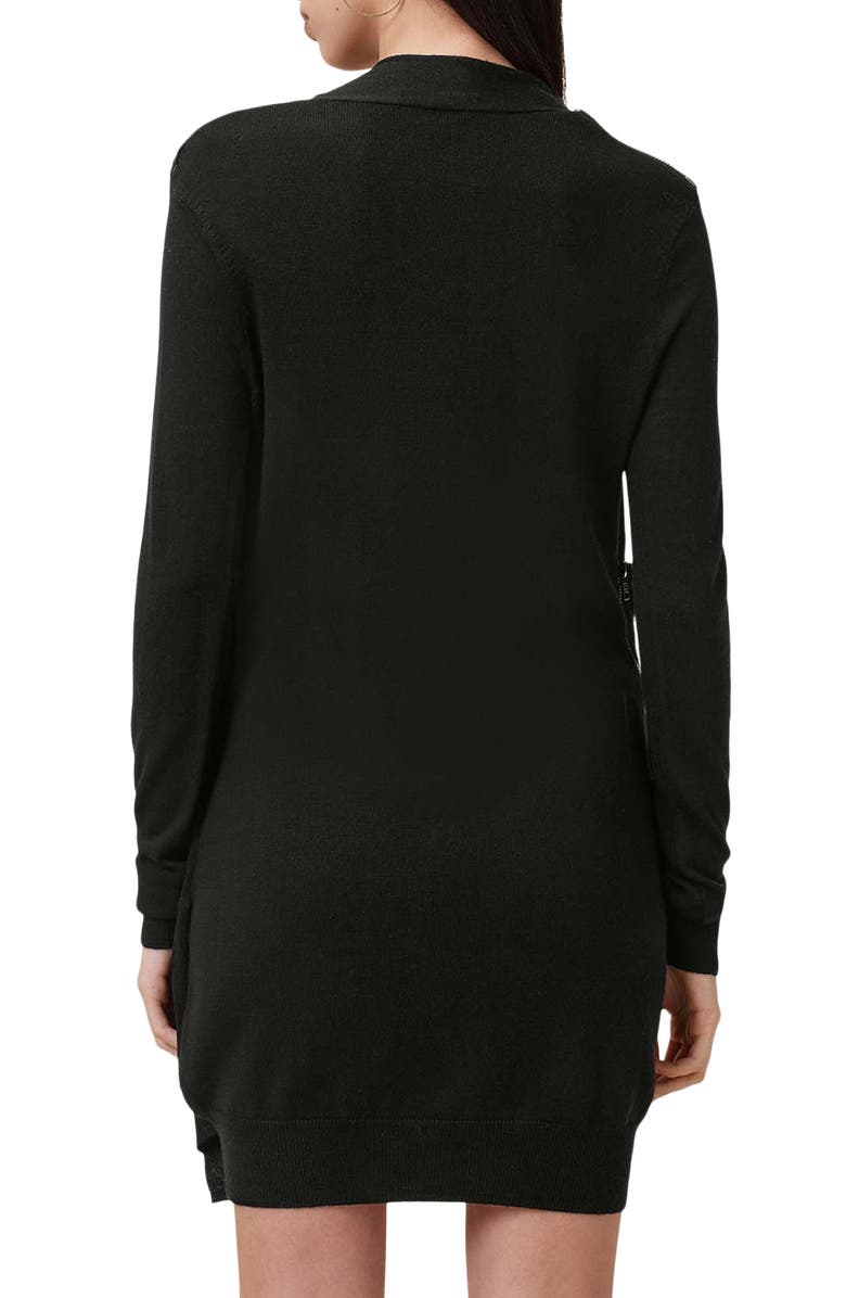 AllSaints Drina Draped Front Long Sleeve Merino Wool Dress, Alternate, color,