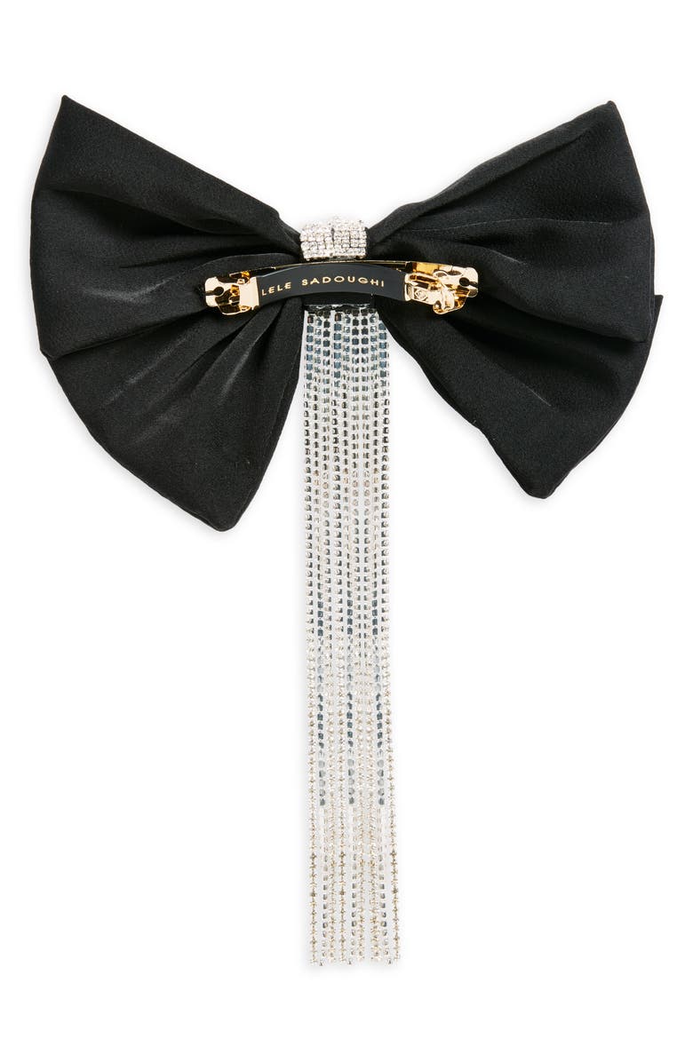 Lele Sadoughi Kristina Crystal Fringe Bow Barrette, Alternate, color, 