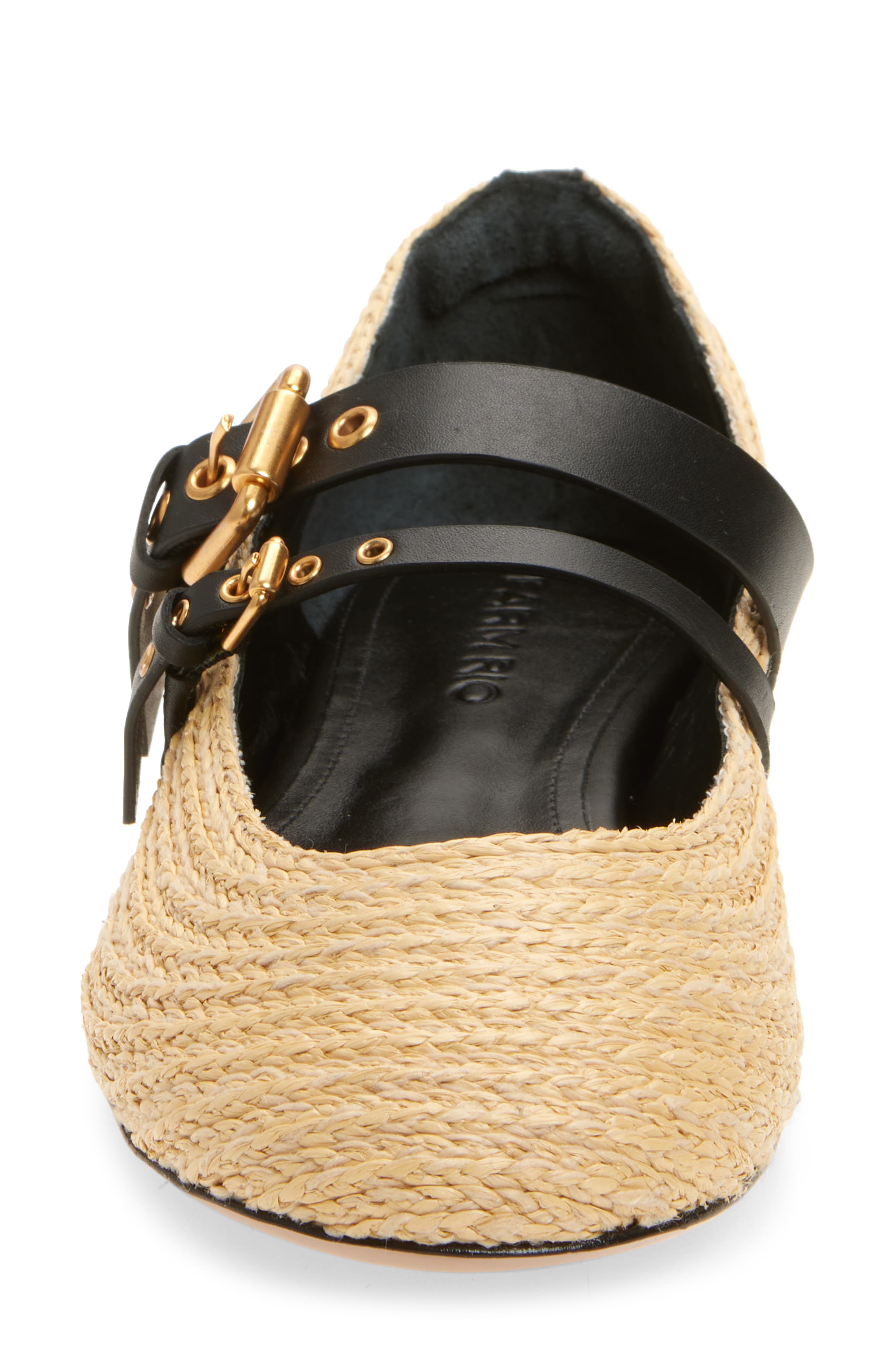 FARM Rio Raffia Ballet Flat, Alternate, color, Black And Natural