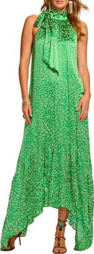 Ramy Brook Nickola Tie Neck Sleeveless Maxi Dress