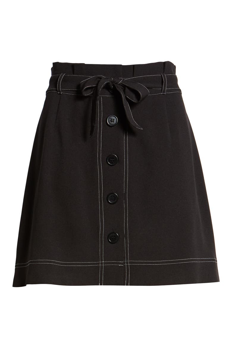 Button Front Skirt, Alternate, color, BLACK
