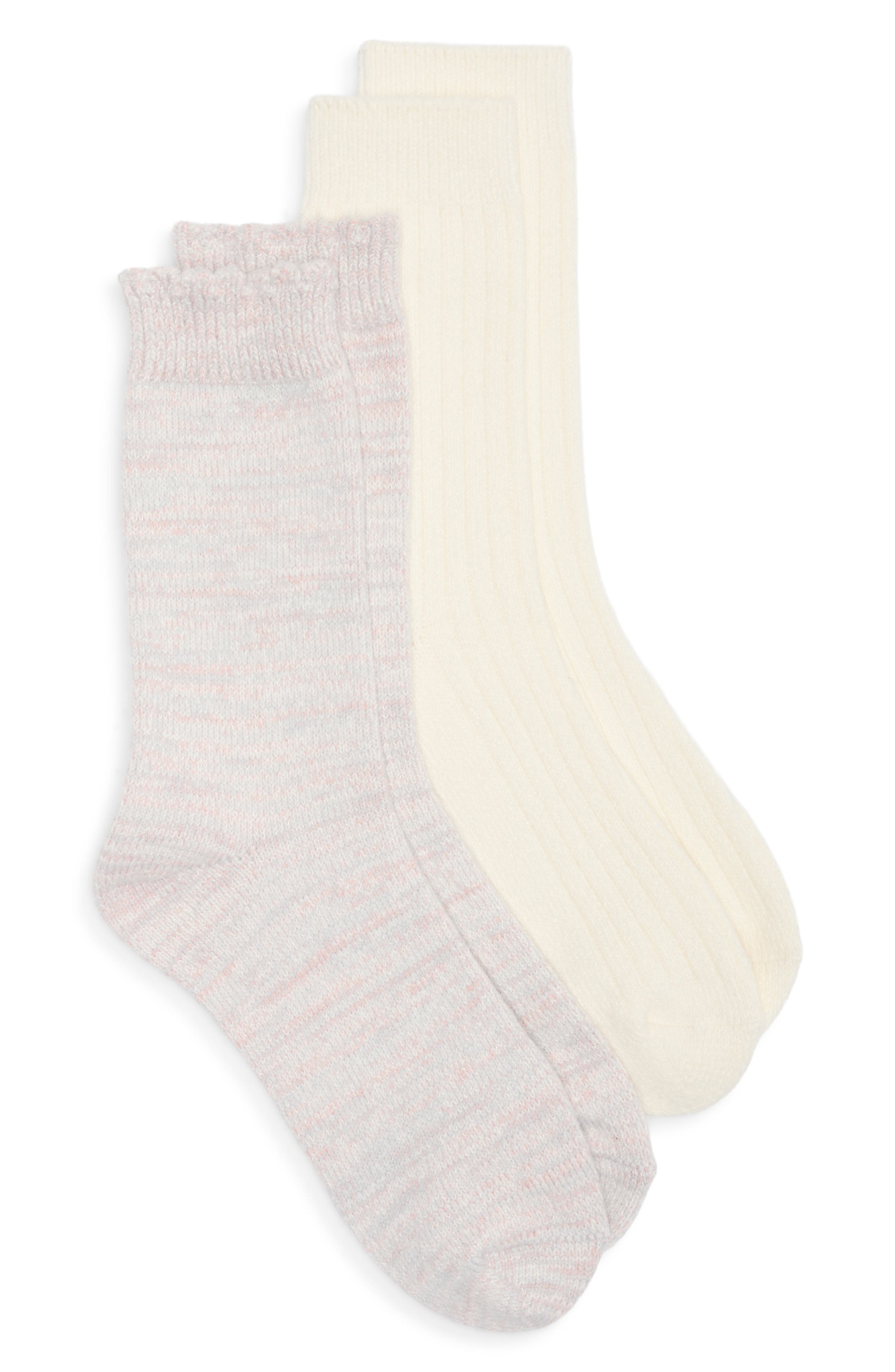 2-Pack Marled Scalloped Crew Socks