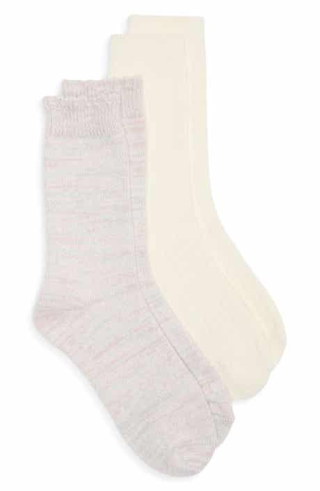 2-Pack Marled Scalloped Crew Socks