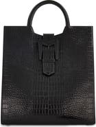 Mac Duggal Crocodile Leather Buckle Detail Maxi Tote Bag