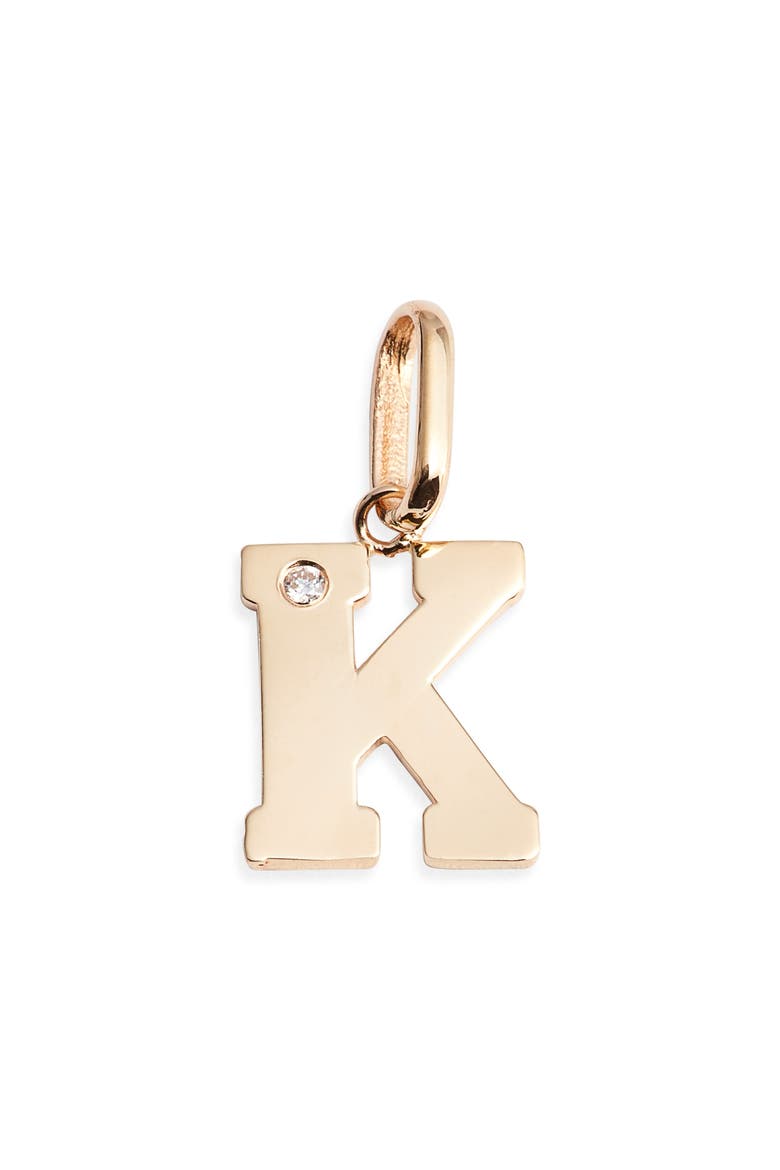 Love Letter Diamond Initial Charm, Main, color, YELLOW GOLD