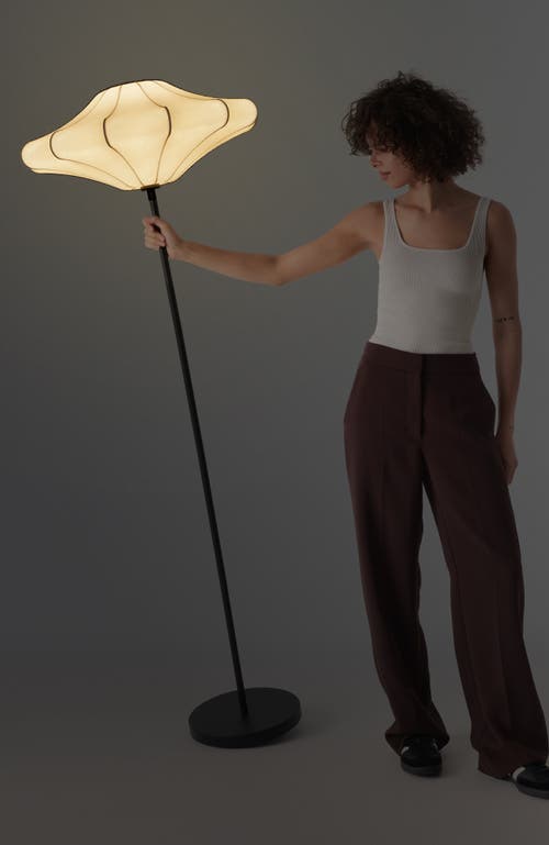 Brightech Atlas 67' Modern Led Tall Floor Lamp With Unique White Resin Shade In Classic Black