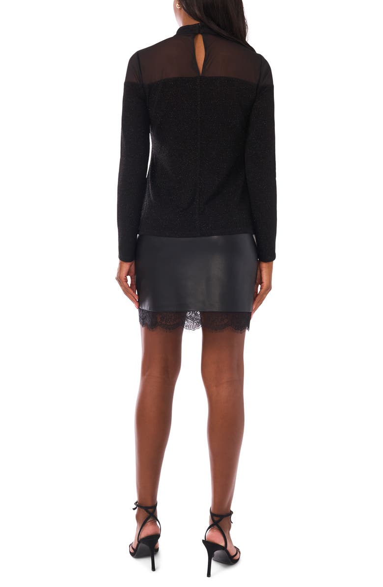 Vince Camuto Illusion Yoke Mock Neck Top, Alternate, color, Rich Black