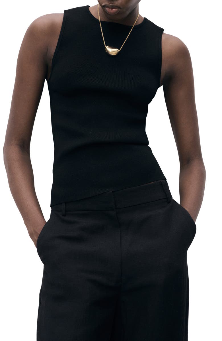 MANGO Sleeveless Sweater, Main, color, Black