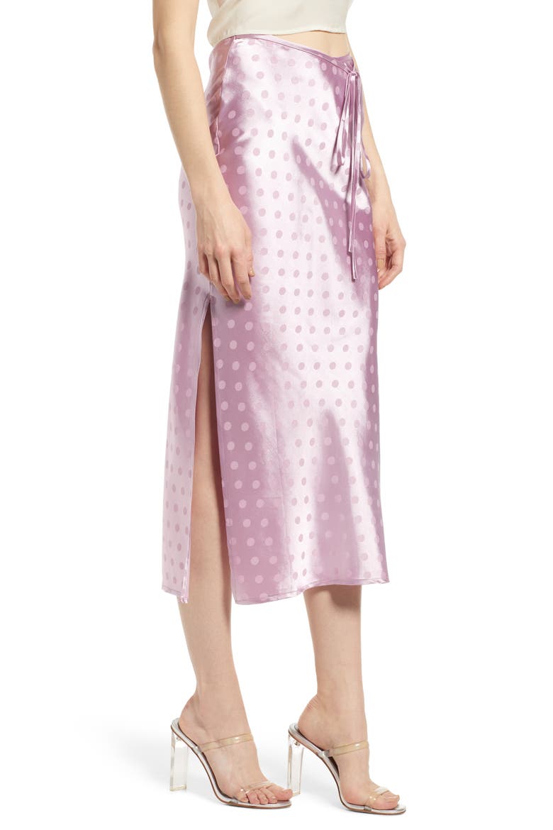 Ivy Polka Dot Satin Jacquard Midi Skirt, Alternate, color, LAVENDER