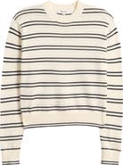 Madewell Striped Textured Stitch Cotton Crewneck Sweater