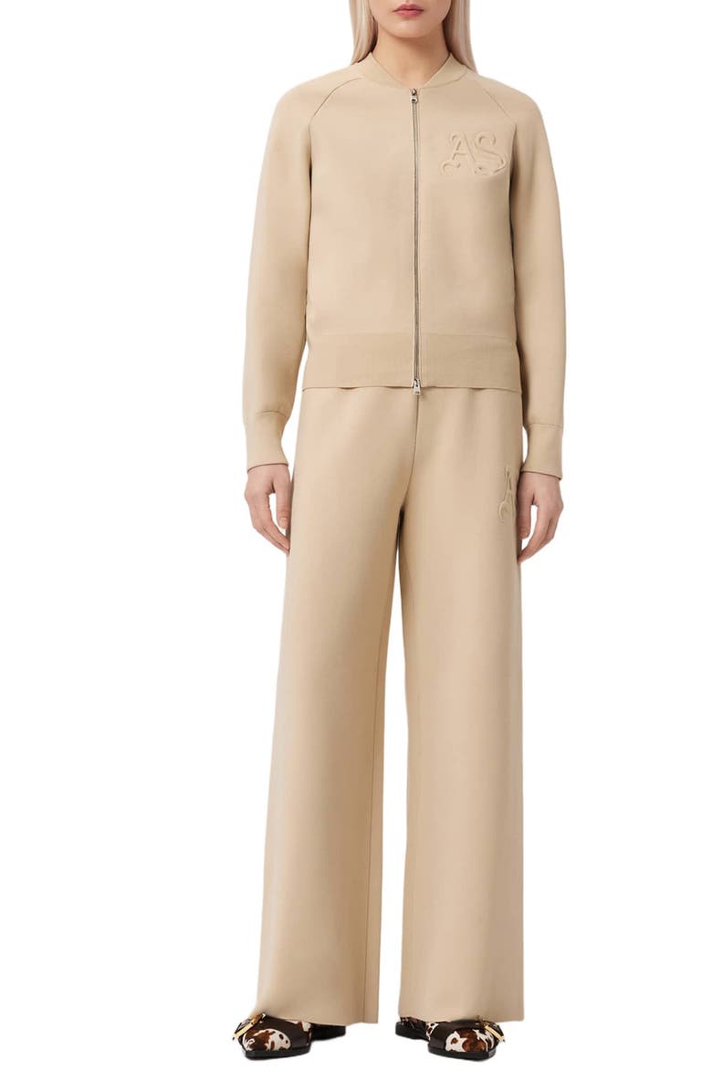 AllSaints Sonny Knit Wide Leg Pants, Alternate, color, Pebble White