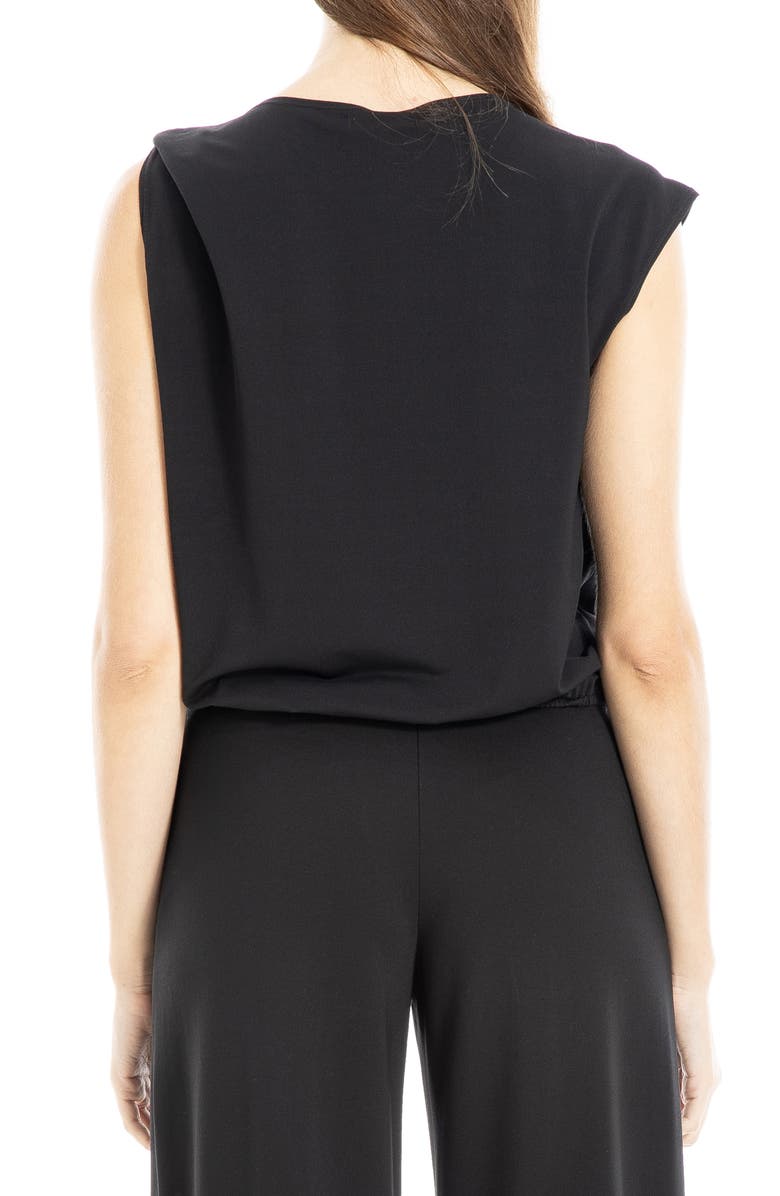 MAX STUDIO Cowl Neck Cap Sleeve Draped Top, Alternate, color, Black