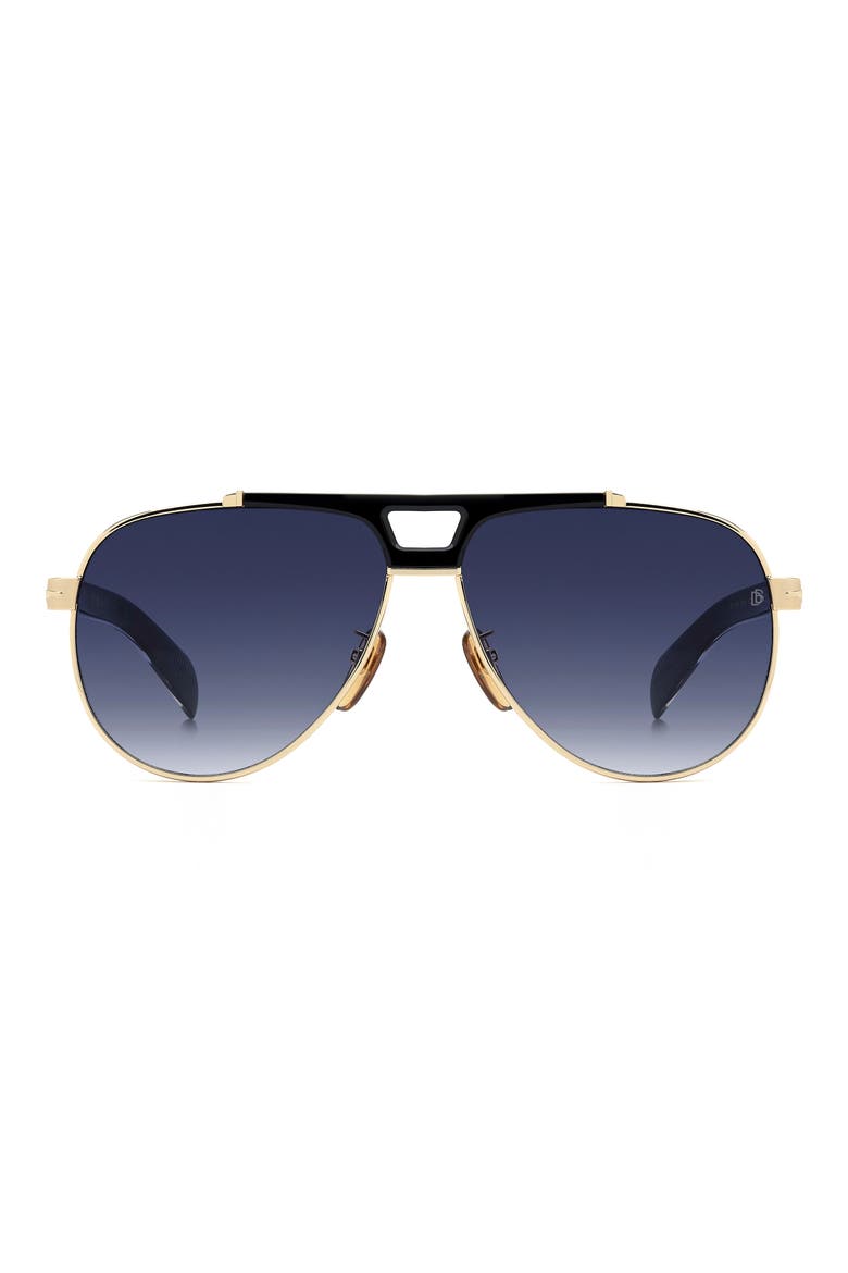 DB 7169/S 62mm Oversize Aviator Sunglasses, Main, color, GOLD BLACK/ BLUE SF
