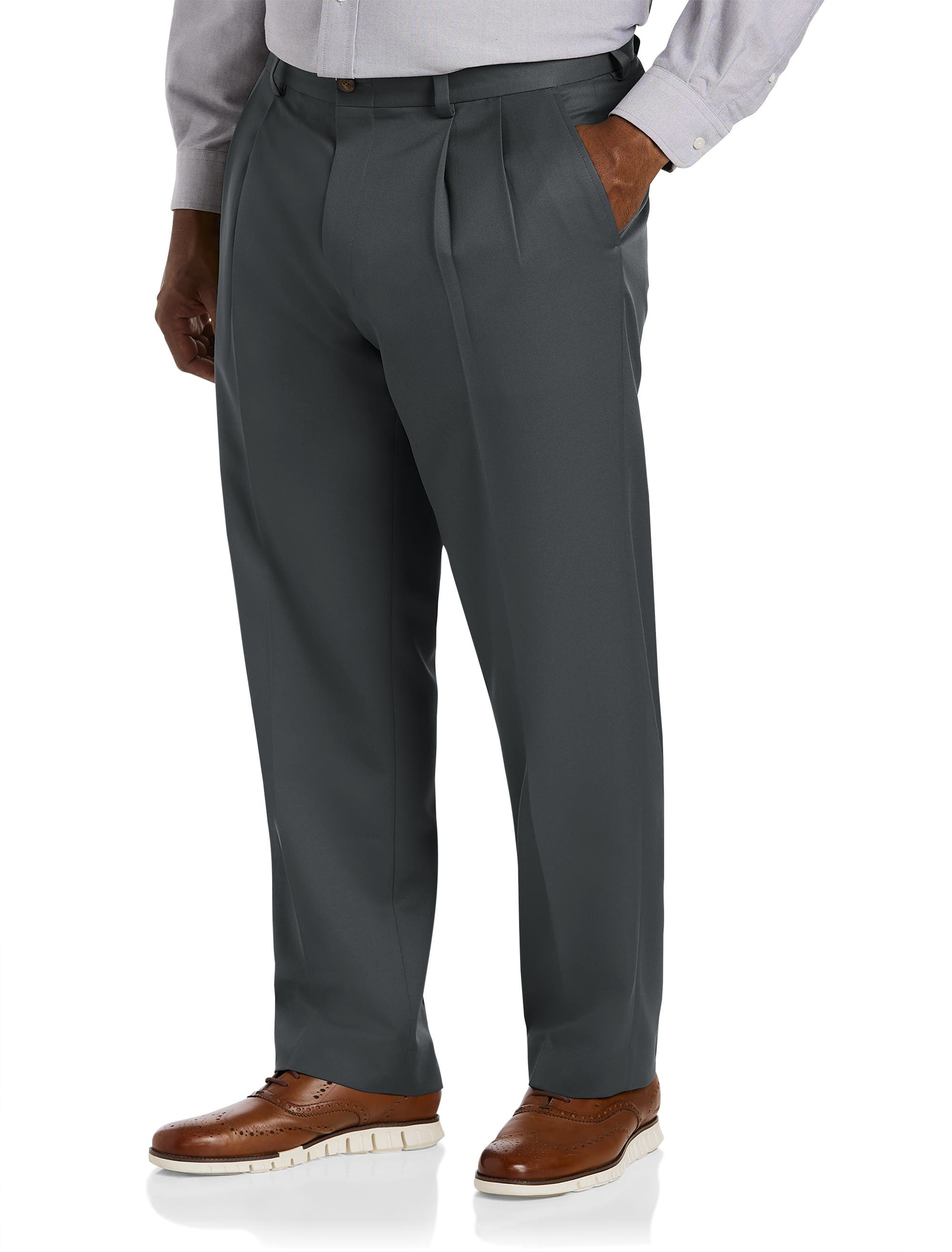 Big & Tall Pleated Microfiber Dress Pants - image 3