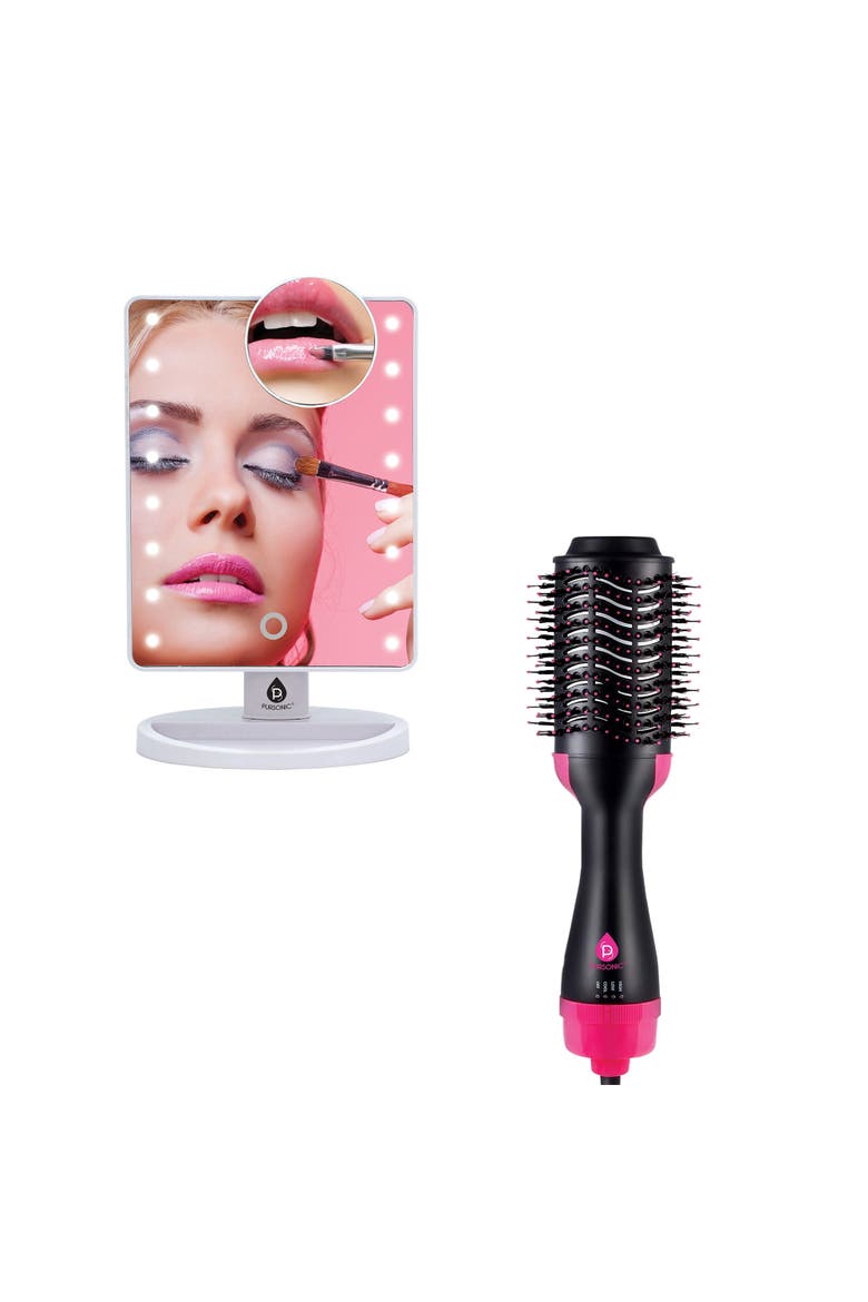 LED Vanity Mirror & Volumizing Hair Dryer, Main, color, Multicolor