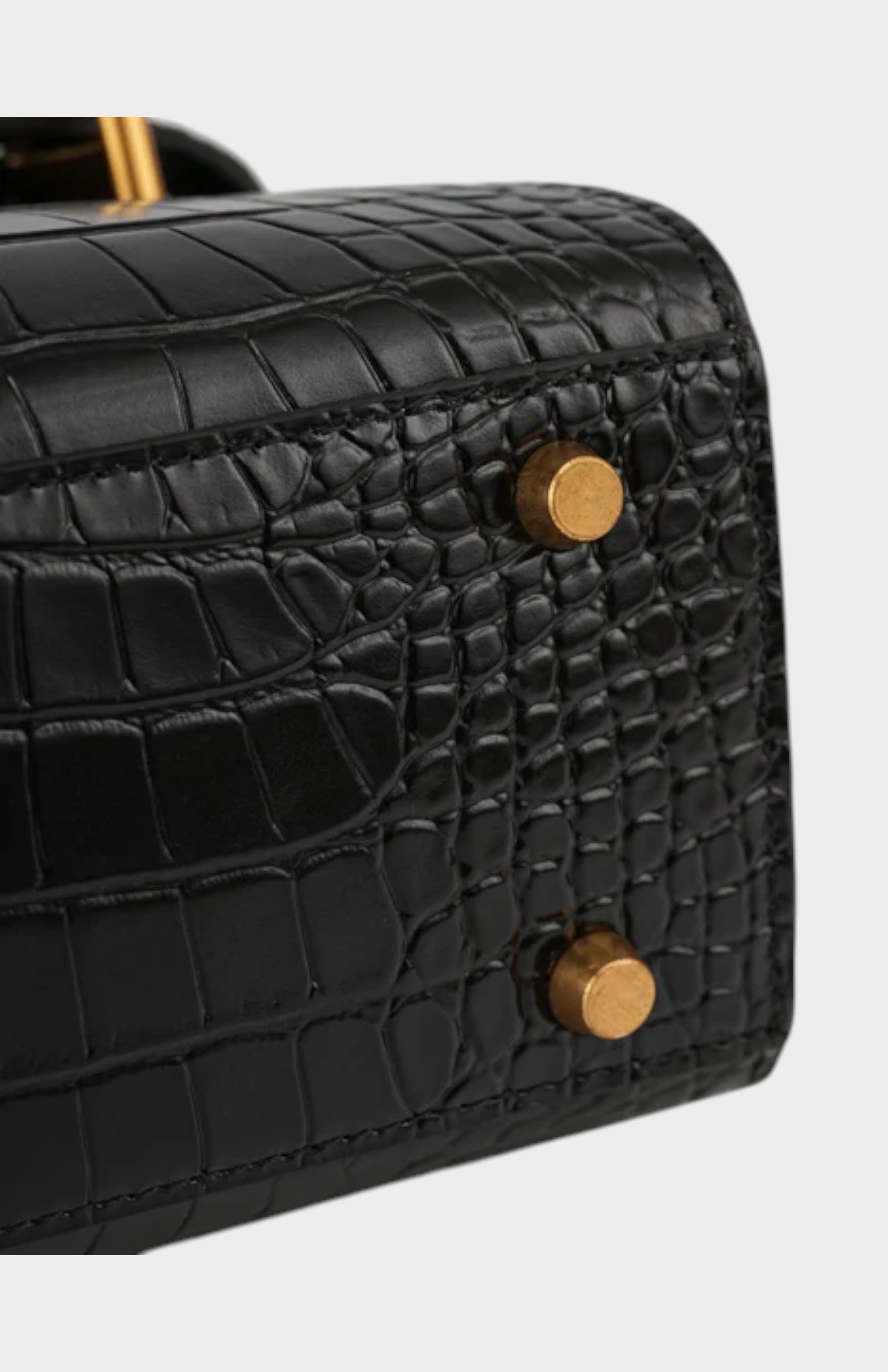 Mi Collection - Croc Embossed Top Handle Bag, Alternate, color, Black