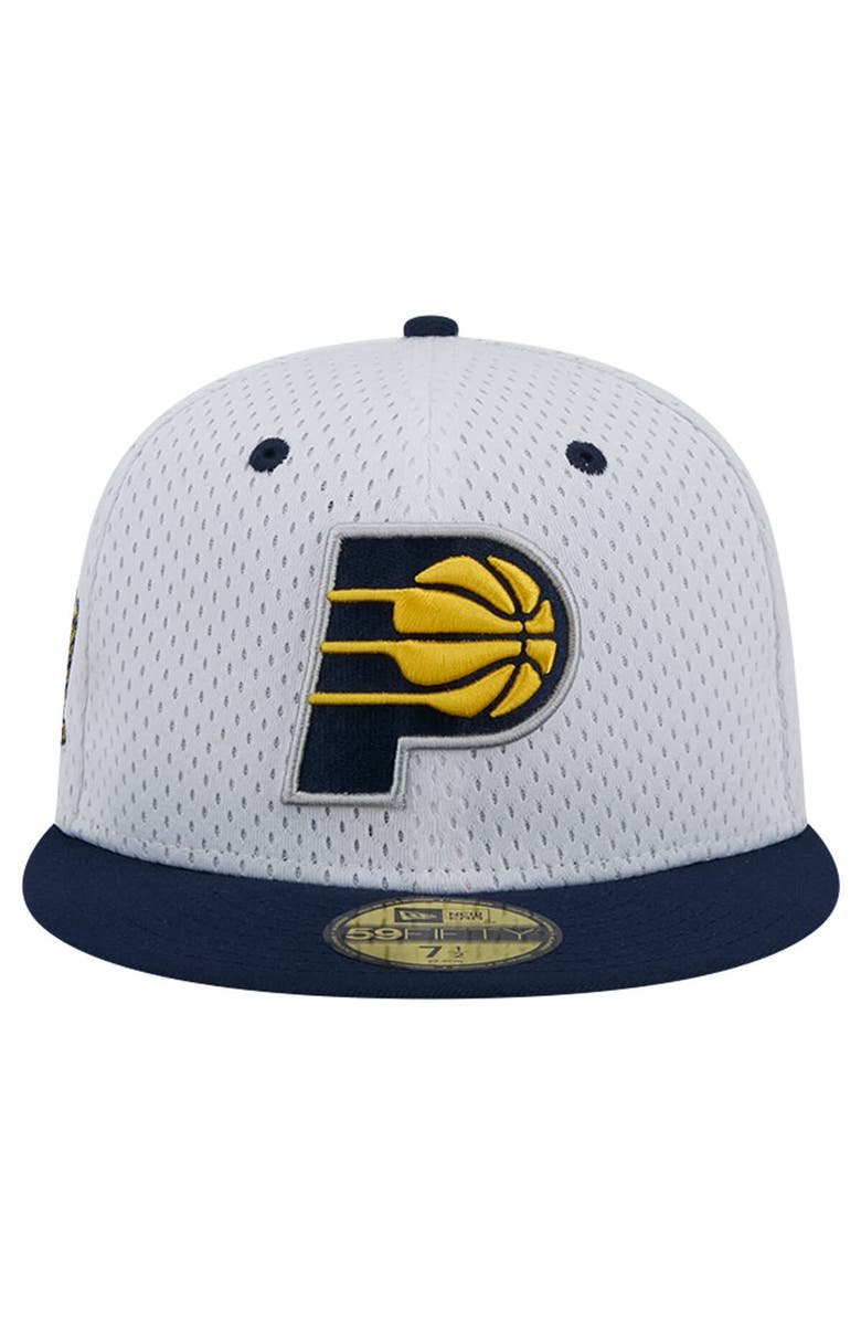 New Era Men's New Era White/Navy Indiana Pacers Throwback 2Tone 59FIFTY Fitted Hat, Alternate, color,