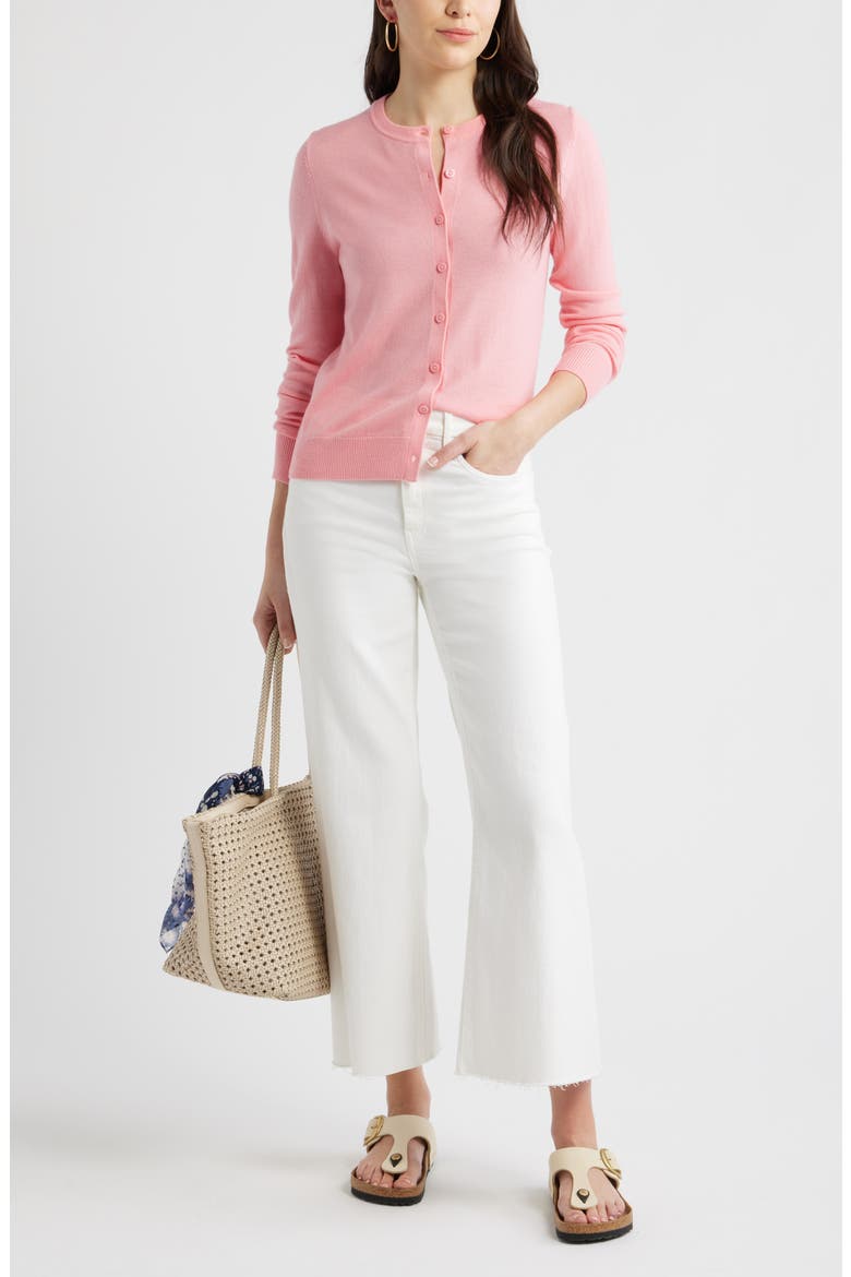 Merino Wool Blend Cardigan, Alternate, color, PINK DIANTHUS