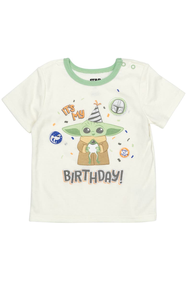 The Mandalorian Grogu Birthday Tee Diaper Cover and Hat Set, Alternate, color, Grogu Green Ivory