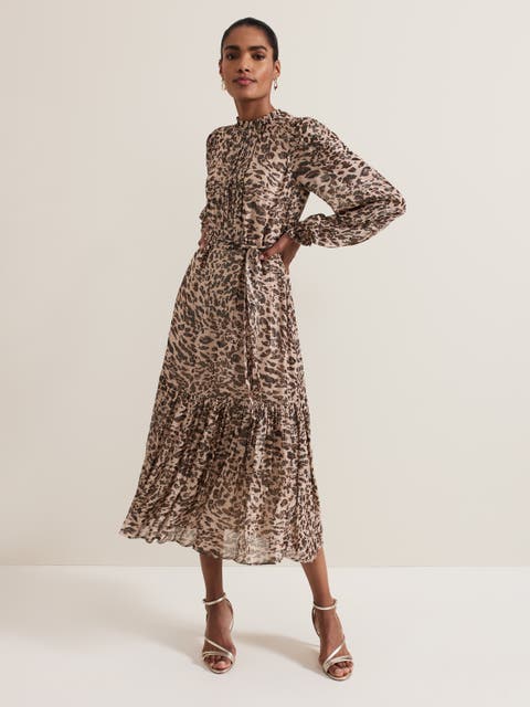 Eve Shimmer Leopard Print Midi Dress