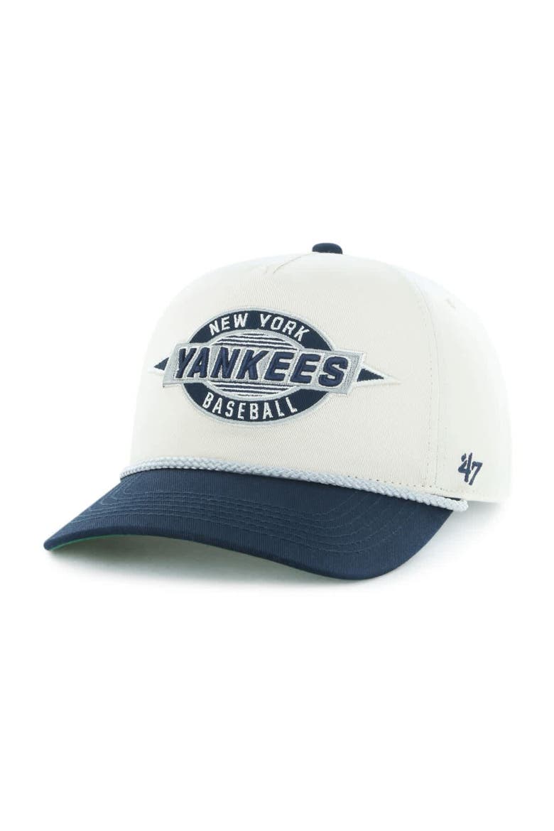 Men's '47 Natural/Navy New York Yankees Frame Out Hitch Adjustable Hat, Alternate, color, Natural